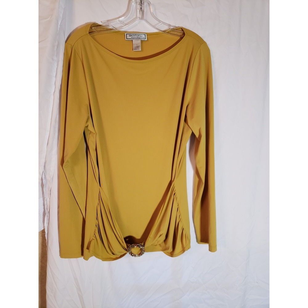 Women's Simonton Says Yellow Long Sleeve Belted Top Size L